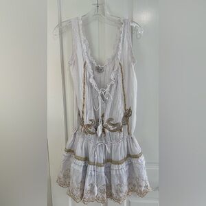 Violet and Gold Embroidered Dress